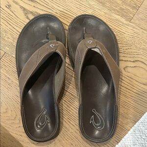 Men's Brown Leather Flip Flops